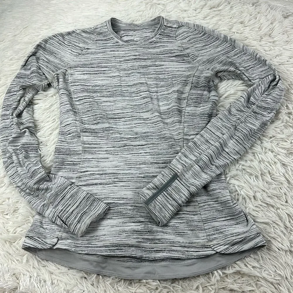 Lululemon Runderful Long Sleeve Space Dye Camo White Silver Spoon / Silver Spoon